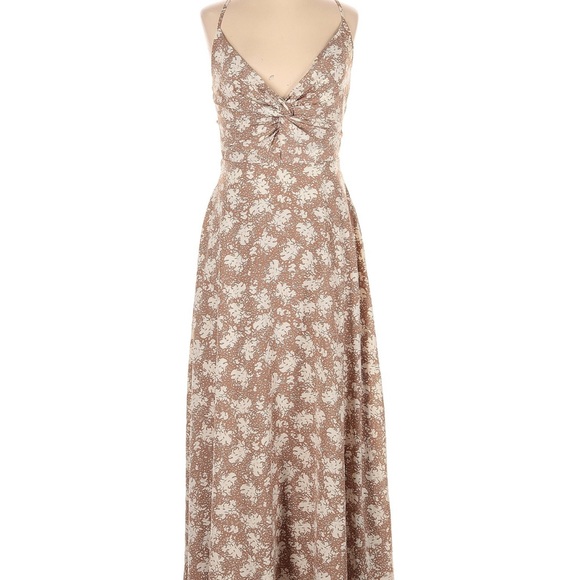 Lulus Dresses & Skirts - Lulu's Floral Maxi Dress in Brown and Cream